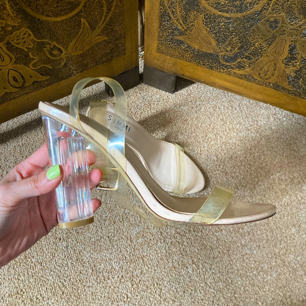Clear Perspex sandals, size 7.5 wm